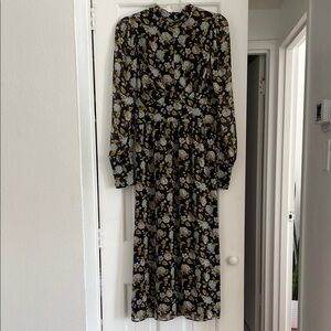 Zara Black and Yellow Floral Long Sleeve Dress